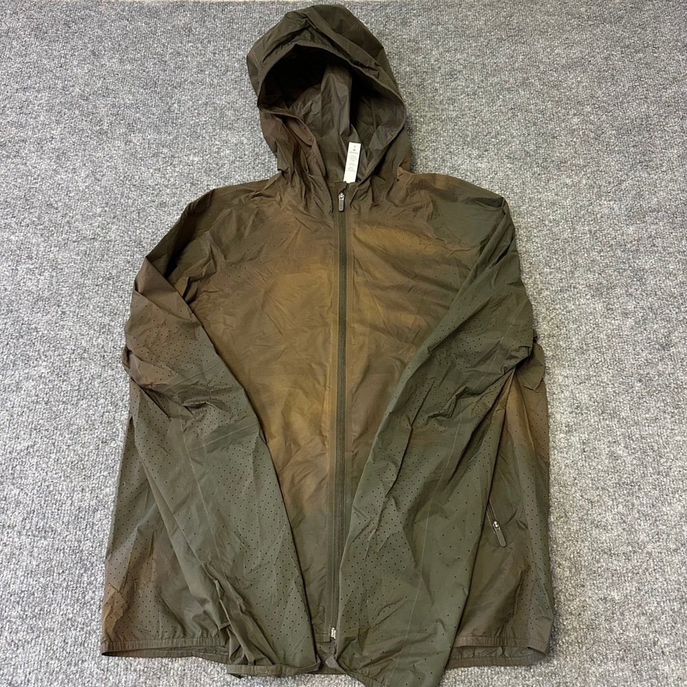 Lululemon Jacket Womens Size 8 Olive Green Lightweight Perforated Hooded Zip Up